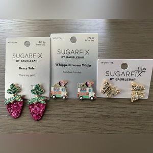 3 pairs Sugarfix Earrings Bundle NWT Fun Statement Jewelry Gift Set